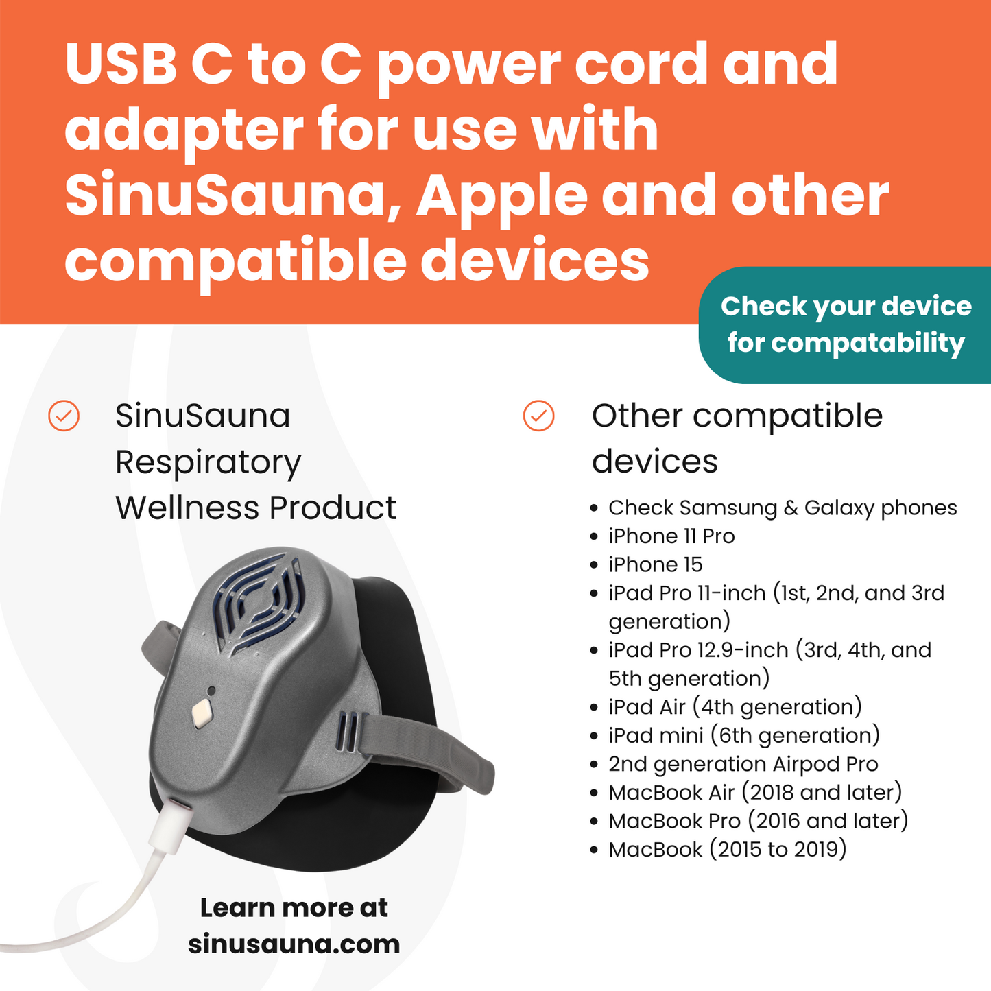 Adaptador y cable de alimentación para EE. UU. de SinuSauna