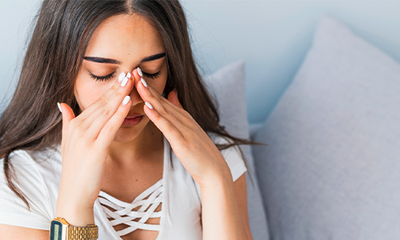 Woman with sinus issues
